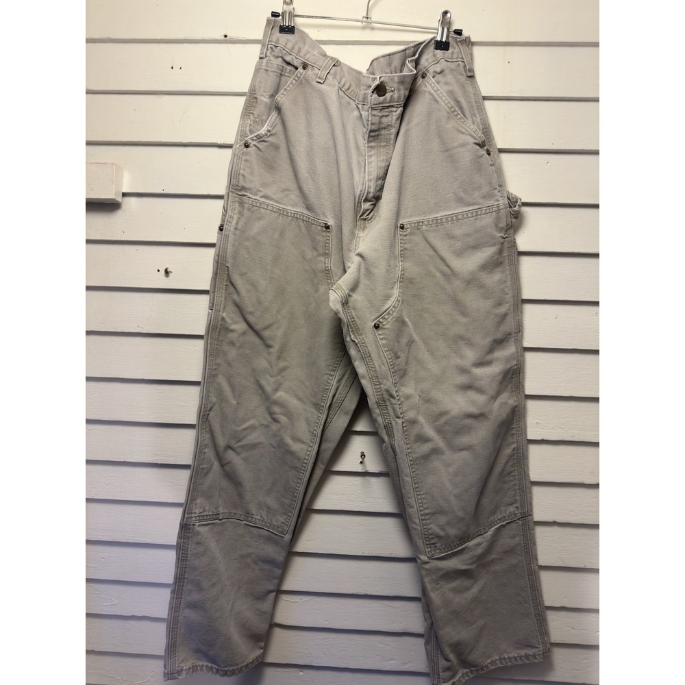 USA MADE Carhartt Double Knee Gravel Grey Jeans Pants 36X32 VINTAGE Fade